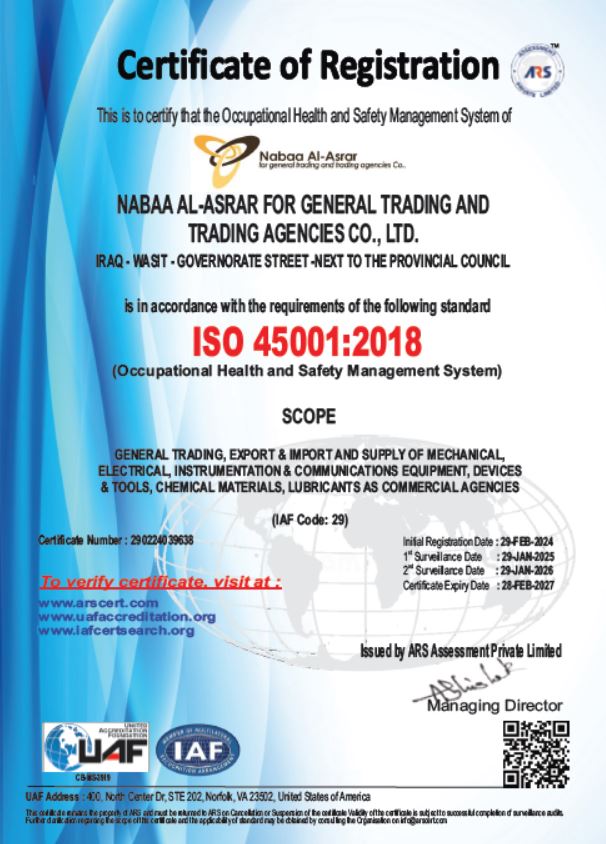 ISO 45001 Certificate